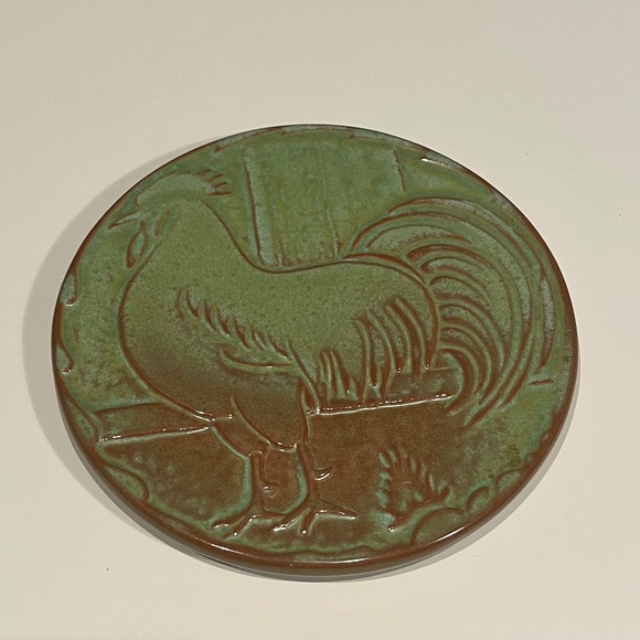 Vintage Frankoma Pottery 94TR Rooster Trivet Country Farmhouse USA - Picture 3 of 4